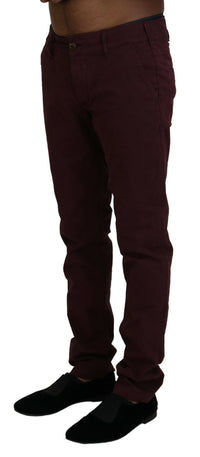 Thumbnail for Maroon Skinny Fit Cotton Pants