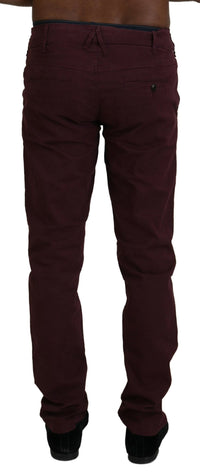 Thumbnail for Maroon Skinny Fit Cotton Pants