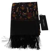 Thumbnail for Elegant Brown Silk Musicians Print Scarf