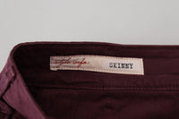 Thumbnail for Maroon Skinny Fit Cotton Pants