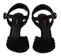 Thumbnail for Black Tulle Ankle Strap Heels with Crystal Buckle