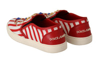 Thumbnail for Red White Anchor Studded Loafers Shoes