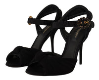 Thumbnail for Black Tulle Ankle Strap Heels with Crystal Buckle