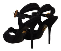 Thumbnail for Black Tulle Ankle Strap Heels with Crystal Buckle