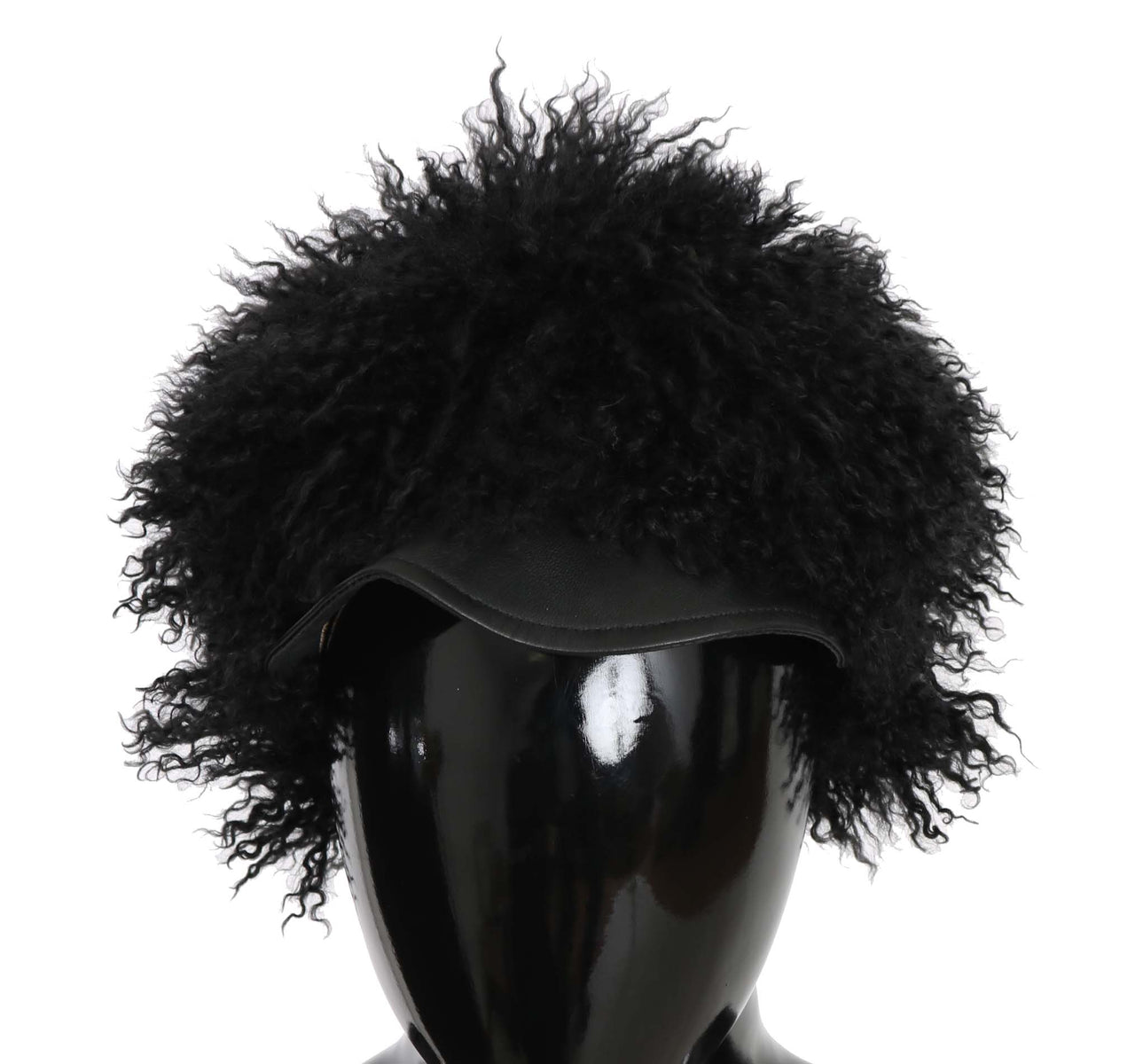 Black Tibet Lamb Fur Leather Gatsby Hat