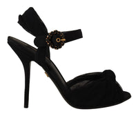 Thumbnail for Black Tulle Ankle Strap Heels with Crystal Buckle