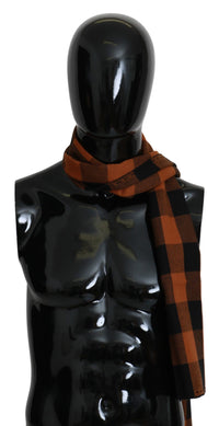 Thumbnail for Chic Orange Check Wool Blend Scarf