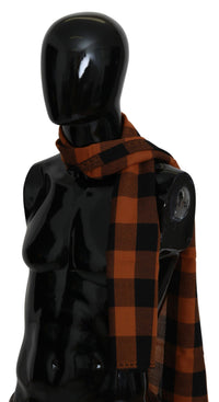 Thumbnail for Chic Orange Check Wool Blend Scarf