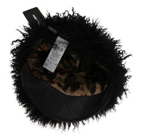 Thumbnail for Black Tibet Lamb Fur Leather Gatsby Hat