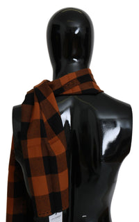 Thumbnail for Chic Orange Check Wool Blend Scarf