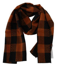Thumbnail for Chic Orange Check Wool Blend Scarf