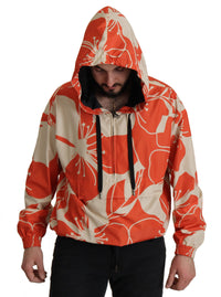 Thumbnail for Elegant Floral Zip Hooded Sweater