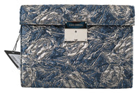 Thumbnail for Elegant Blue Croc-Print Briefcase Clutch