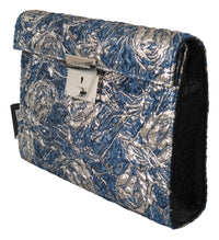 Thumbnail for Elegant Blue Croc-Print Briefcase Clutch