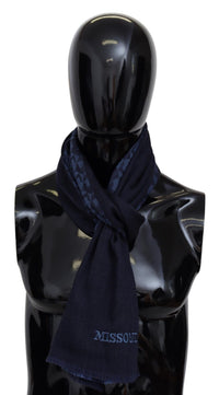 Thumbnail for Navy Wool Knit Unisex Neck Wrap Fringe Shawl Men's Scarf