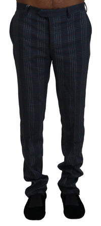 Thumbnail for Gray Pure Wool Men Checkered Pants