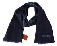 Thumbnail for Navy Wool Knit Unisex Neck Wrap Fringe Shawl Men's Scarf