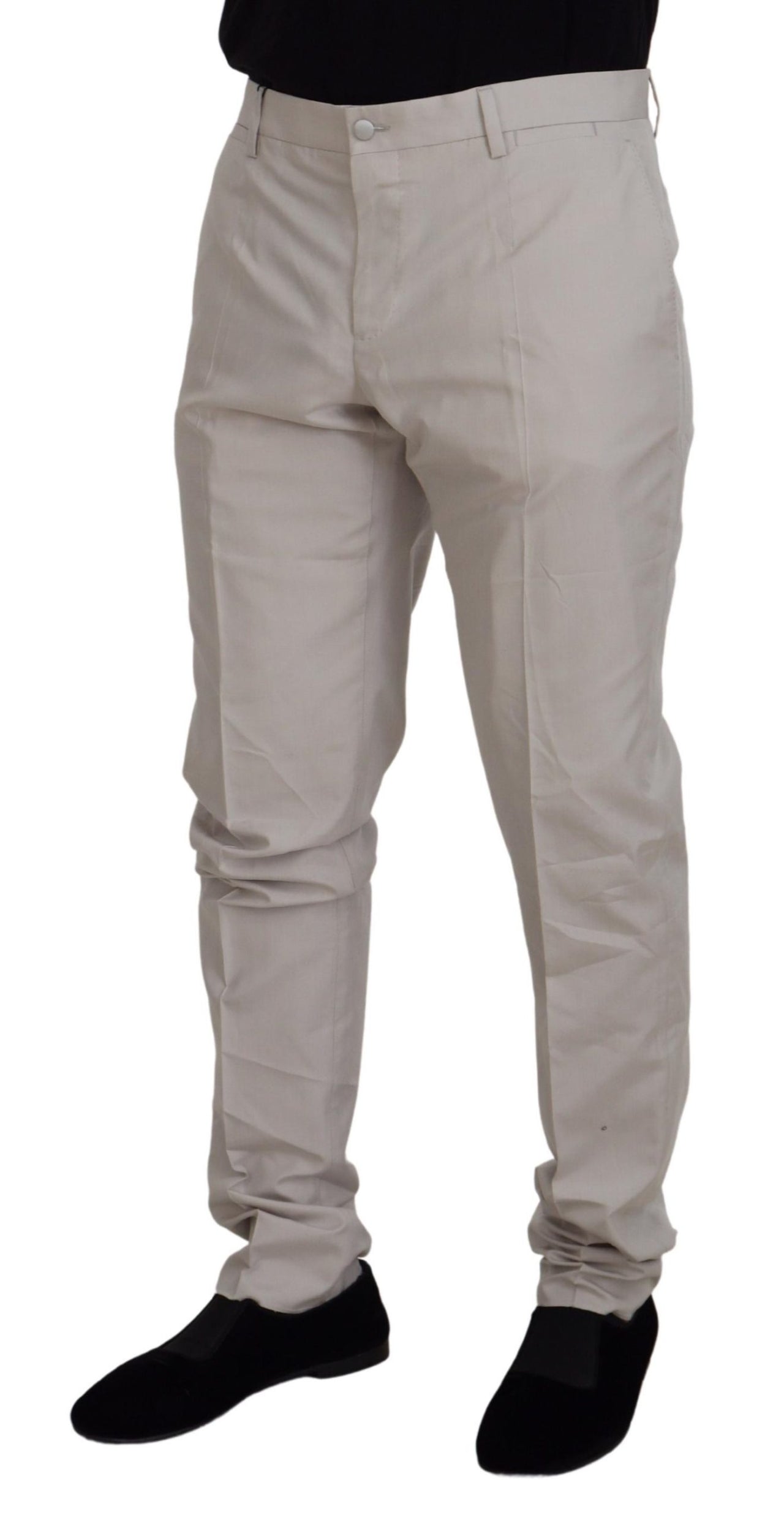 Off White Silk Mid Waist Chino Pants