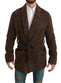 Thumbnail for Elegant Brown Alpaca Blend Belted Cape Jacket