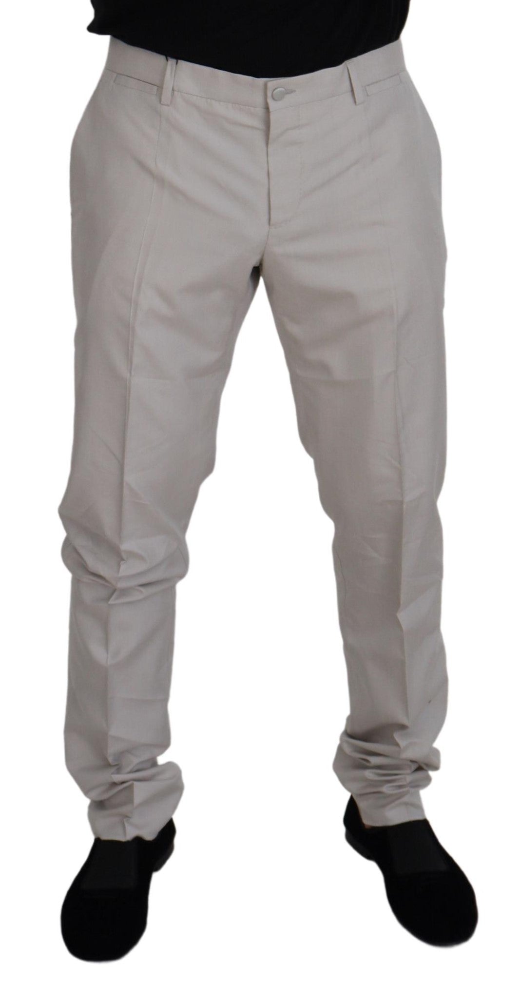 Off White Silk Mid Waist Chino Pants