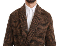 Thumbnail for Elegant Brown Alpaca Blend Belted Cape Jacket