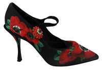 Thumbnail for Floral Mary Janes Pumps with Crystal Detail