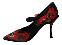 Thumbnail for Floral Mary Janes Pumps with Crystal Detail