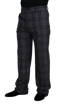 Thumbnail for Gray Checkered Mid Waist Men Pants