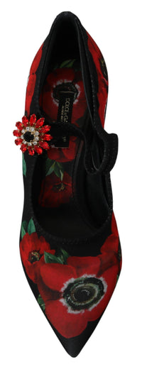 Thumbnail for Floral Mary Janes Pumps with Crystal Detail