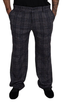 Thumbnail for Gray Checkered Mid Waist Men Pants