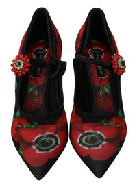 Thumbnail for Floral Mary Janes Pumps with Crystal Detail