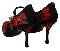 Thumbnail for Floral Mary Janes Pumps with Crystal Detail