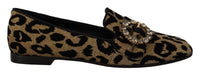 Thumbnail for Elegant Leopard Crystal Gem Loafers