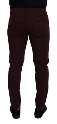 Thumbnail for Slim Fit Bordeaux Jeans - Italian Luxury