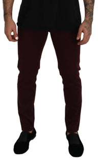 Thumbnail for Slim Fit Bordeaux Jeans - Italian Luxury