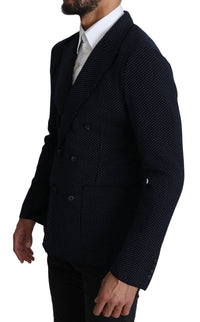 Thumbnail for Elegant Dark Blue Dotted Slim-Fit Blazer