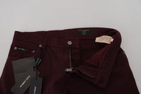 Thumbnail for Slim Fit Bordeaux Jeans - Italian Luxury