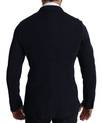 Thumbnail for Elegant Dark Blue Dotted Slim-Fit Blazer