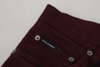 Thumbnail for Slim Fit Bordeaux Jeans - Italian Luxury