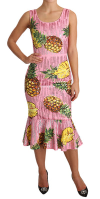 Thumbnail for Sequined Pink Pineapple Midi Dress