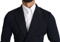 Thumbnail for Elegant Dark Blue Dotted Slim-Fit Blazer