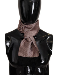 Thumbnail for Light Pink Silk Check Print Neck Wrap Fringes Scarf