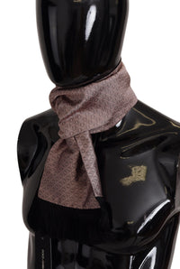 Thumbnail for Light Pink Silk Check Print Neck Wrap Fringes Scarf