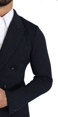 Thumbnail for Elegant Dark Blue Dotted Slim-Fit Blazer