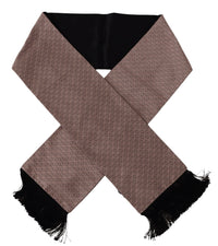 Thumbnail for Light Pink Silk Check Print Neck Wrap Fringes Scarf