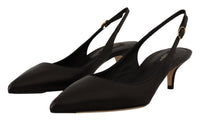 Thumbnail for Elegant Black Leather Slingbacks Heels