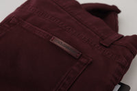 Thumbnail for Slim Fit Bordeaux Jeans - Italian Luxury