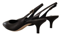 Thumbnail for Elegant Black Leather Slingbacks Heels