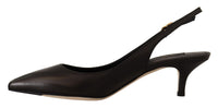 Thumbnail for Elegant Black Leather Slingbacks Heels