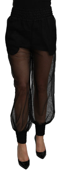 Thumbnail for Black See Through Jogger Polyester Pants
